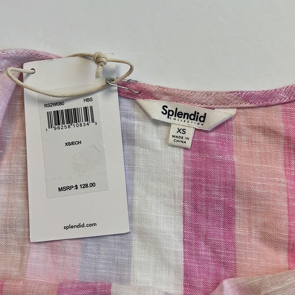 NWT👕 Splendid Sunset Hibiscus Stripe Linen Blend Tank Top SZ-XS - Picture 8 of 12